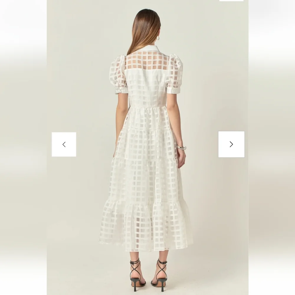 English Factory Gridded Organza Tiered Maxi Dress - Picture 4 of 5